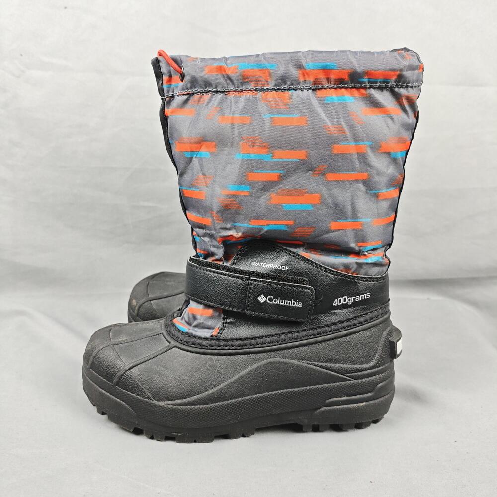 Columbia Snow Boots Kids Size 2 Gray Black Waterproof 400g Winter BY1325-054